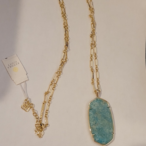 NWT KENDRA SCOTT FACETED DARK TEAL REID NECKLACE IN GOLD UNIQUE BEAUTIFUL COLOR - Picture 3 of 8